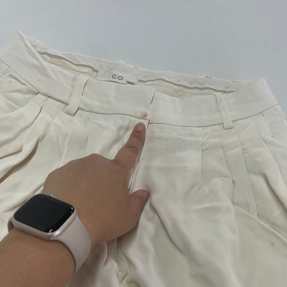 Co Pants Womens 8 White Draped Pocket Trousers High Rise Pleated - Picture 12 of 13